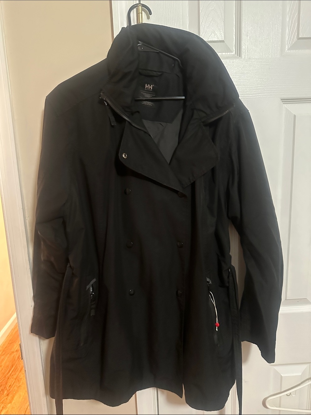 Helly Hansen Black Double-Breasted Trench Coat